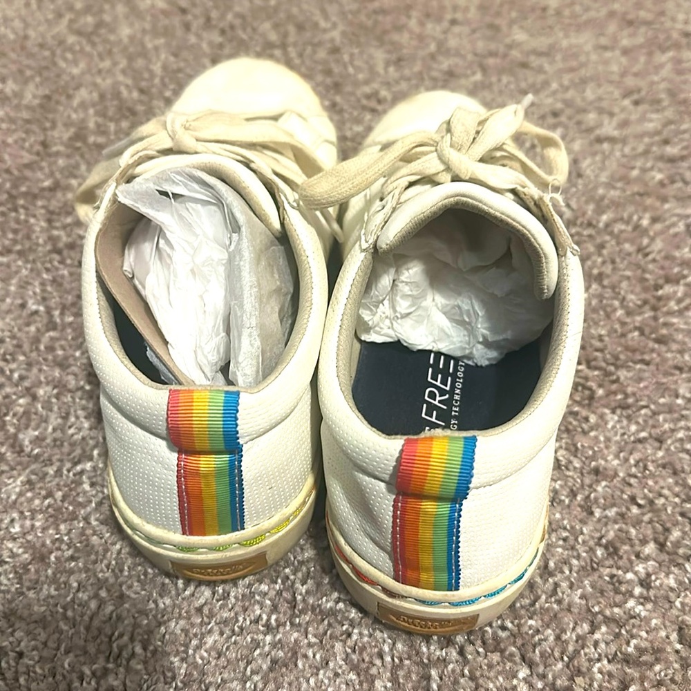 Dr. Schools White Sneaker with Rainbow Colored